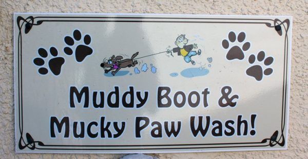 Mucky Paw Wash in back garden